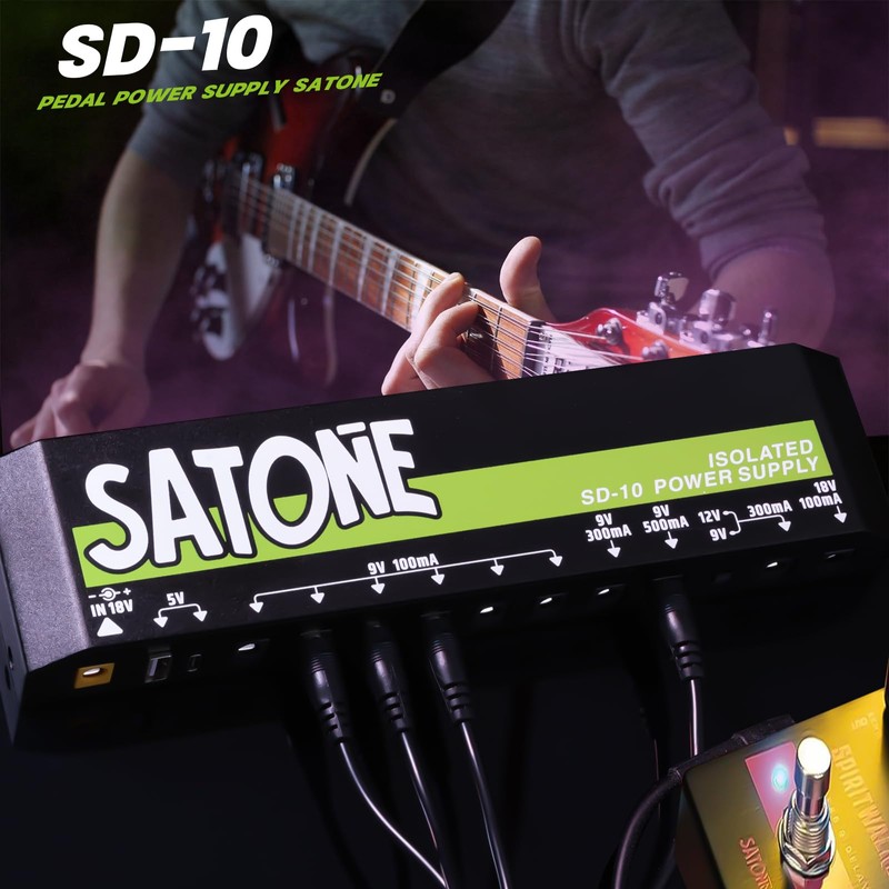 Satone Guitar Pedal Power Supply,12 DC Output(100/300/500ma) Pedal Board Power