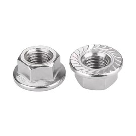 SZLIZHUO Pack of 100 M6 (6 mm) Flange Nuts with Locking Teeth DIN 6923 Stainless Steel Serrated Hex Flange Nuts Locking Nuts AHC Metric Hex Flange Nuts M6 (100, M6)