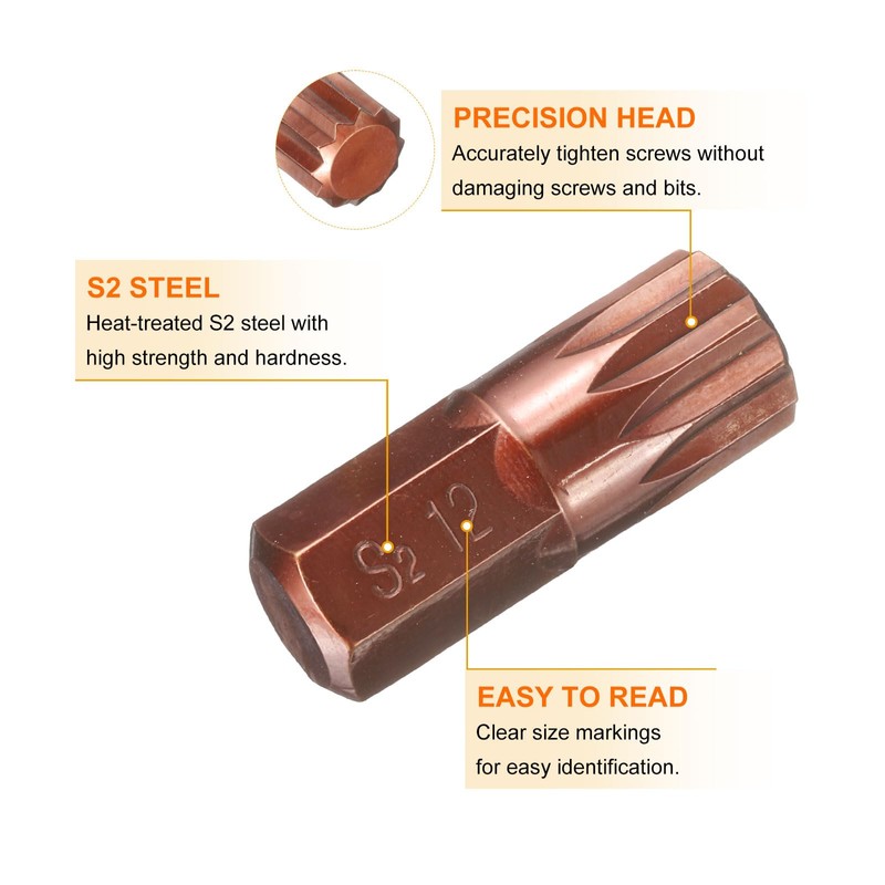sourcing map M12 Torx Screwdriver Bit 10mm Hex Shank 30mm