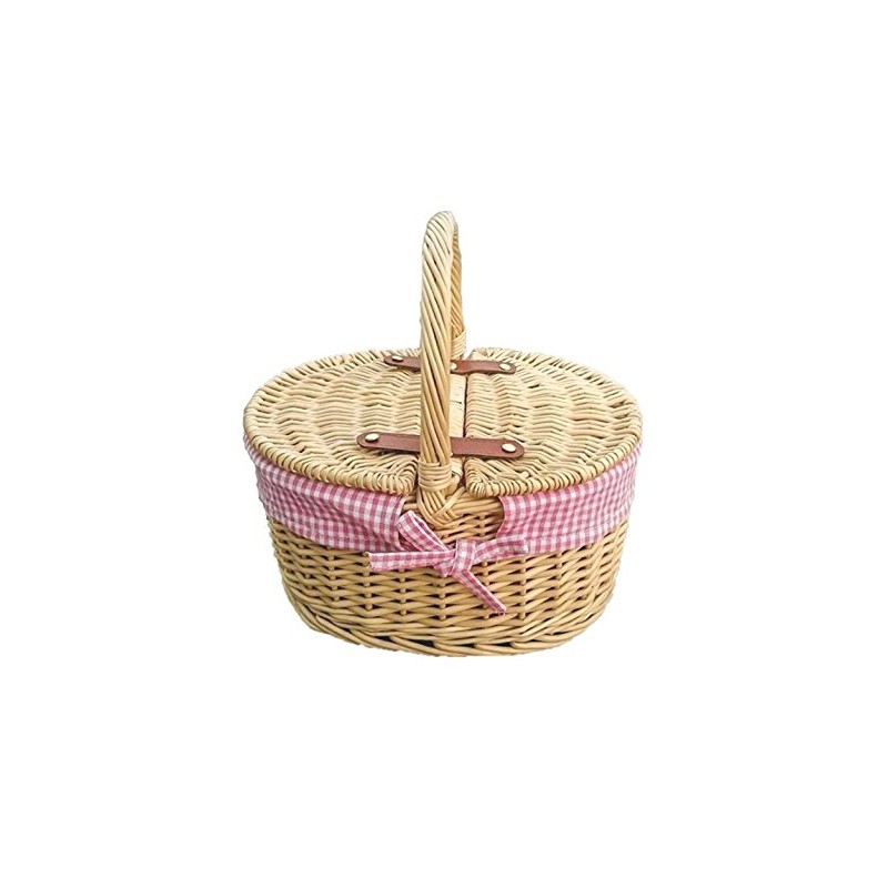 Red Hamper S023/HOME Wicker Childs Picnic Basket with Pink lining