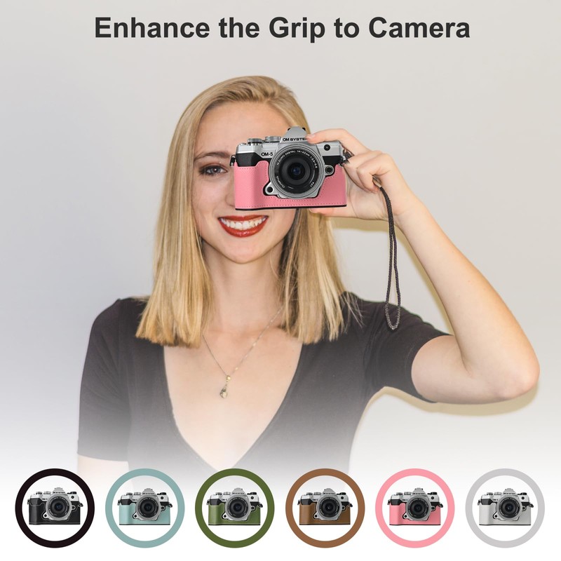 Rieibi PU Leather Half Case for Olympus OM-5/Olympus OM-D E-M5