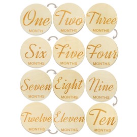 Wooden Baby Monthly Milestones for Newborn Baby,1-12 Months Baby Announcement Discs, Pregnancy Baby Shower Gifts (6 pcs Double-Sided Fonts & Animals)
