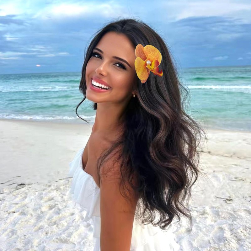 Hawaiian flower Hair Clips 4 Inch orchid Hair clip For