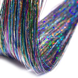 800 Strands 47 Inch Colorful Hair Tinsel Sparkle Hair Heat-Resistant Silk Hair Extensions, Shiny Colorful Hair Tinsel Strands Fairy for Children Girls Women, Easy to DIY(Colorful)