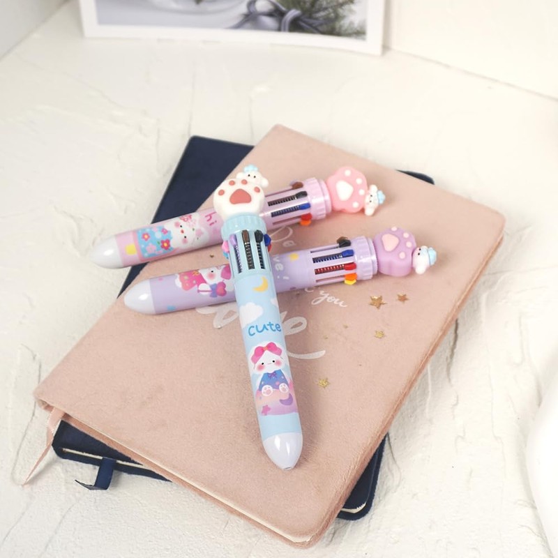 Clapoyis 3pcs 10 Colors Ballpoint Pen 0.5mm Animal Cat