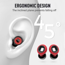 Ear Plugs for Sleeping Noise Cancelling,45db Motorcycle Ear Plugs for Noise Reduction with 8 Eartips (Black and Red, Medium)