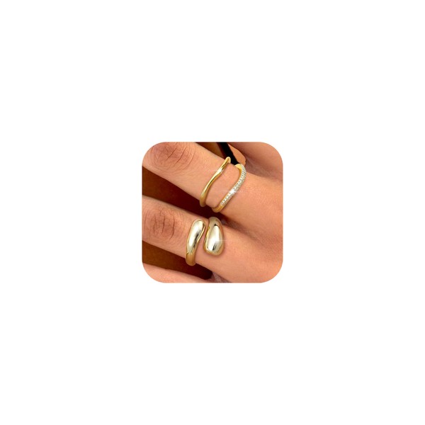 FUNRUN JEWELRY Gold Rings for Women Non Tarnish 14K Gold