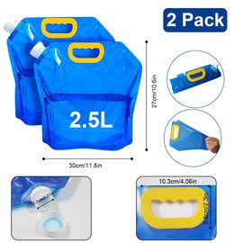 Garegce 2 Pack Collapsible Water Container, 2.5L Camping Water Containers, Water Carrier Camping, Camping Water Carrier, Outdoor Folding Water Container for Hiking BBQ Sport Picnic Festivals