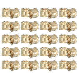 PATIKIL 1/4"-20 Threaded Inserts, 40 Pcs Female Metric Brass Knurled Nuts Heat Set Insert for Plastic 3D Printing Components (1/4"-20x6x8mm)