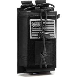 Molle Radio Holster Holder Case  Heavy Duty Pouch Bag for Two Ways Walkie Talkies Adjustable Storage with 1 Pack Patch