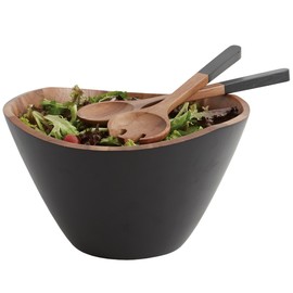 Acacia Wood Salad Serving Bowl 12” with Servers 3 Piece Set by Woodard & Charles
