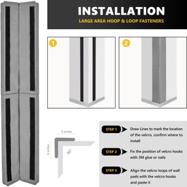 Wall Corner Guards & Edge Protector, Heavy Duty Wall Corner Protective Safety Padding, All-Weather 2 Sides Corner Pad for Gyms, Basketball Court, Playrooms, Garages,etc. (Gray, 6FT Tall 6in Sides)