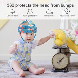 Baby Fall Protector, Baby Safety Helmet for Crawling and Walking, Baby Head Guard for Boys and Girls (Fit for 6 to 20 Months) - Blue Fox