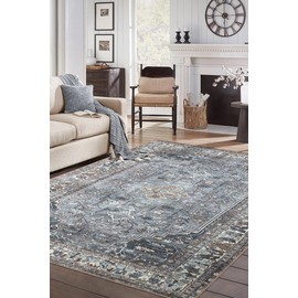 Keen Home Design 4x6 Rug - Machine Washable Area Rug with Non-Slip Backing, Ideal for Living Room, Dining Room, Bedroom - Vintage, Easy Clean, Durable, Low Pile Rug - (4' x 6')
