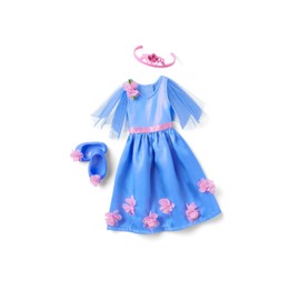 American Girl Wellie Wishers Princess in Bloom Outfit for 14.5-inch Dolls with a Periwinkle Sparkly Dress, Satin Skirt, a Tiara with Pink Gemstones, Ages 4+