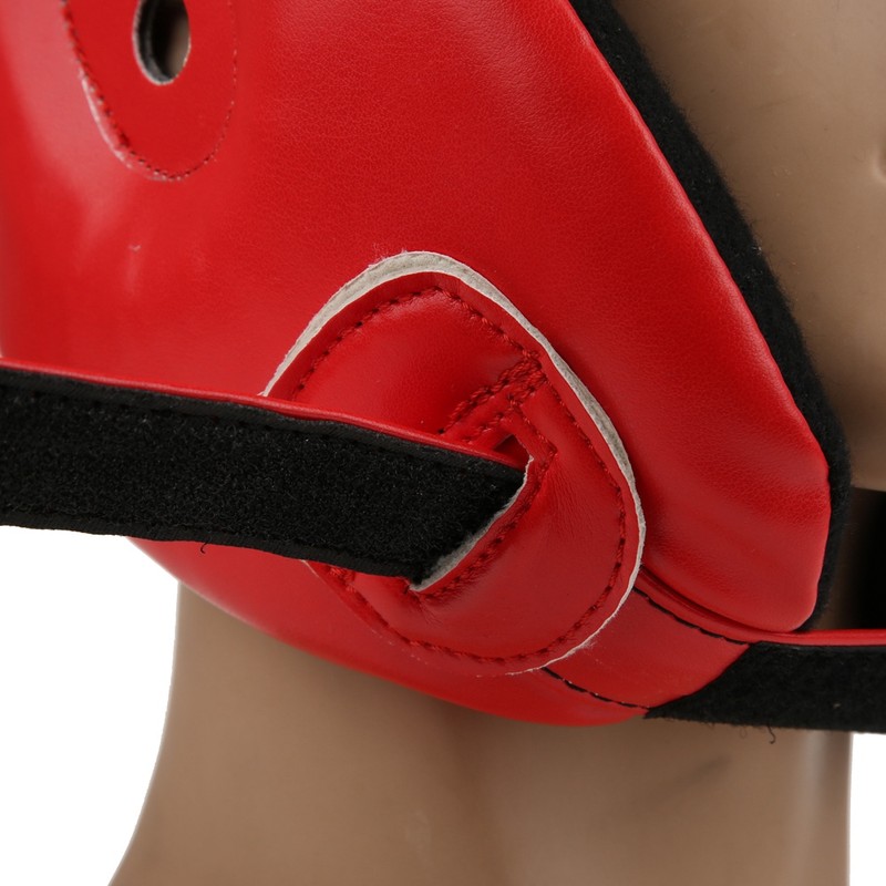 Boxing Helmet PU Leather Adjustable Head Guard Sanda Kickboxing Training