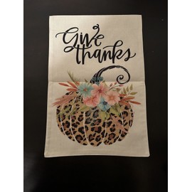 Unbranded Give Thanks Multicolor Pumpkin 18" x 12.5" Evergreen 2-Sided Burlap Garden Flag