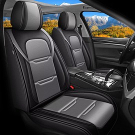 YORKNEIC Seat Covers Fit for Hyundai Santa Cruz 2022-2025 Front Seat Covers Leather Vehicle Seat Cushion for Santa Cruz with Airbag Compatible(2 Seats,Black&Grey)