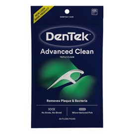 DenTek Triple Clean Floss Pick | 3X Clean: Removes Plaque & Food and Fights Bad Breath | 90 Picks