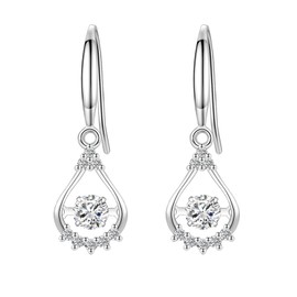 Silver Dangle Earrings for Women, Hypoallergenic Cubic Zirconia Teardrop Dangle Drop CZ Earring Jewellery Gifts for Girls