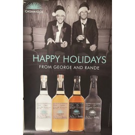 CASAMIGOS Vinyl HAPPY HOLIDAYS Poster George & Rande Clooney Tequila RARE!!!!!