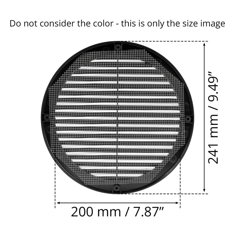 HVAC OV ø8" Inch Black Plastic Round Soffit Vent -