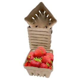 15 Pack Natural Berry Basket 1 Pint, Pulp Fiber Vented Produce Containers Farmers Market Basket, Fruit & Vegetable Containers