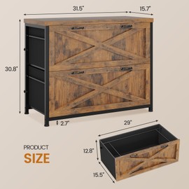 SEDETA 2 Drawer Lateral File Cabinets, Filing Cabinet Fits Letter, Legal, A4 Size for Home Office, Lateral File Cabinet with Printer Stand, Storage Shelf, Rustic Brown