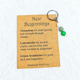 New Beginnings Gifts Keychain for Women Moving Going Away Gifts for Coworker Best Friend Goodbye Leaving Gift for Colleagues Sister Inspirational Gift Natural Crystal Key Chain