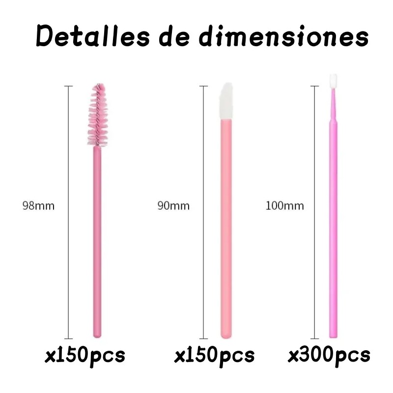 300 Micropinceles, 150 Cepillos+150 Pinceles De Labios Para