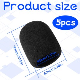 Pack of 5 Microphone Wind Protection, Pop Protection Microphone, Dustproof Mic Foam Cover, Dustproof and Antibacterial Mic Foam Cover, Elastic Microphone Foam, for KTV, Outdoor Activities (Black)