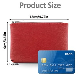TIESOME 2 x Lychee Pattern Coin Purse, PU Zip Coin Purse, Portable Coin Purse, Mini Change Wallet for Women, Coin Compartment, Mini Money, black red, Casual