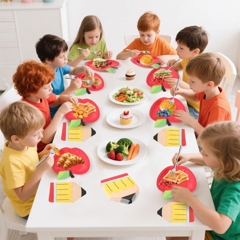 JULBEAR 50 Pcs Back to School Decorations, Apples Plates and
