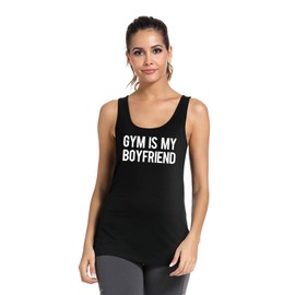FANNOO Workout Tank Tops for Women-Gym is My Boyfriend Womens Funny Saying Fitness Exercise Racerback Sleeveless Shirts Black