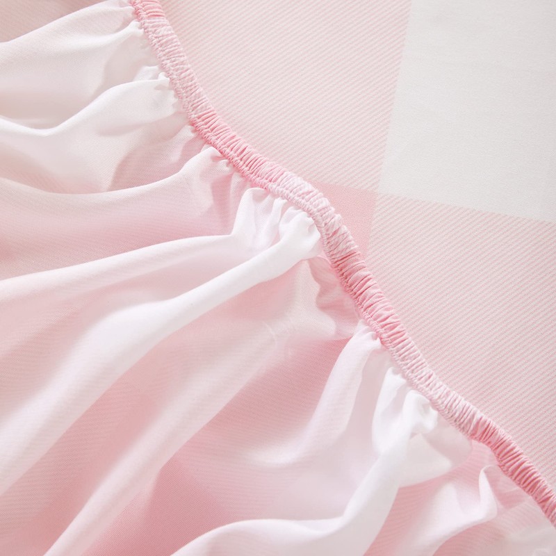 Wake In Cloud - Gingham Bed Sheets, 4-Piece Sheet Set,