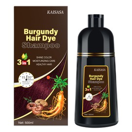 KINGMING Wine Red Hair Dye Shampoo 3 in 1 for Gray Hair, Hair Color Shampoo for Women Men Grey Hair Coverage, Herbal Ingredients Champu Con Tinte Para Canas 500ml (Burgundy)