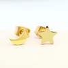 ELBLUVF Stainless Steel Women Crescent Moon and Star Lucky Stud