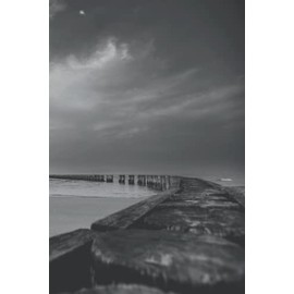 Black and White Pier Journal: paperback, 100 soft white pages with soft black ink lines