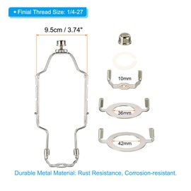 PATIKIL 8 9 10 11 Inch Lamp Harp Kit with Finial, Adjustable Lamp Shade Bracket Holder with 3/8 IP E14 E26 E27 Light Base for Table Floor Lamp, Silver