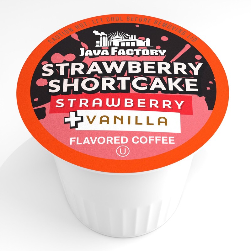 Java Factory Flavored Coffee Pods, Strawberry Shortcake, Compatible with K