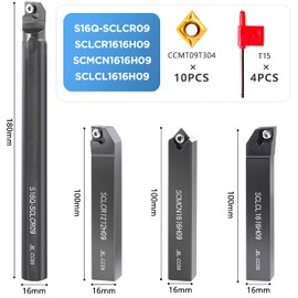 Lathe Turning-Tools Bit Set 14pcs - Metal Lathe Cutting Tools 4pcs 5/8" Shank Turning Holders Threading Holder Boring Bars+10pcs Indexable Carbide Inserts CCMT09T304 for Lathe Tools