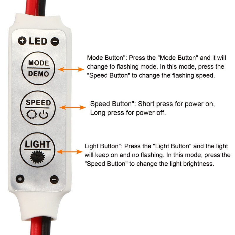 sourcing map LED Strip Dimmer 12 V to 24 V