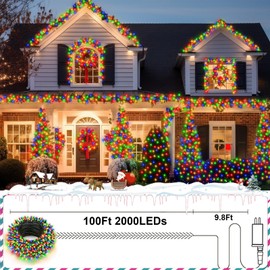 ZAIYW 100Ft 2000 LED Cluster String Lights Plug in, Dual Color Changing Christmas Tree Lights with Remote Timer 11 Modes, Outdoor Firecrackers String Lights for Garden Tree Garlands Decor