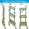 Foldable 3 Tier Rolling Cart, Metal Utility Cart, Folding Mobile