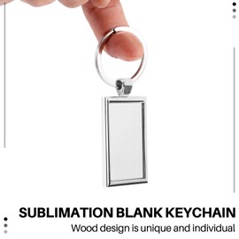 Giyofom 12 Pieces Sublimation Blank Keychain Rectangle Metal Heat Transfer Keychain Blank Key Rings for DIY Crafts Supplies