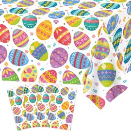 4Pcs Easter Tablecloth Easter Eggs Table Cloths 51x86 inch Easters Spring Flowers Table Cover for Easters Tables Decorations and Party Supplies Decor Favors