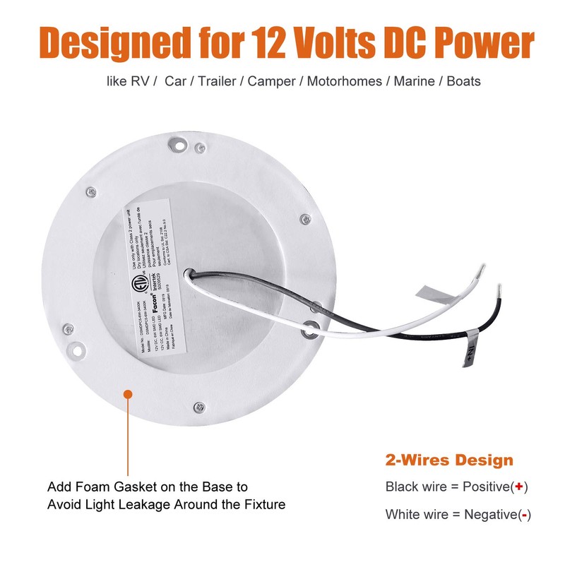 Facon 5" LED RV Interior Dome Light - 3Pack 12V