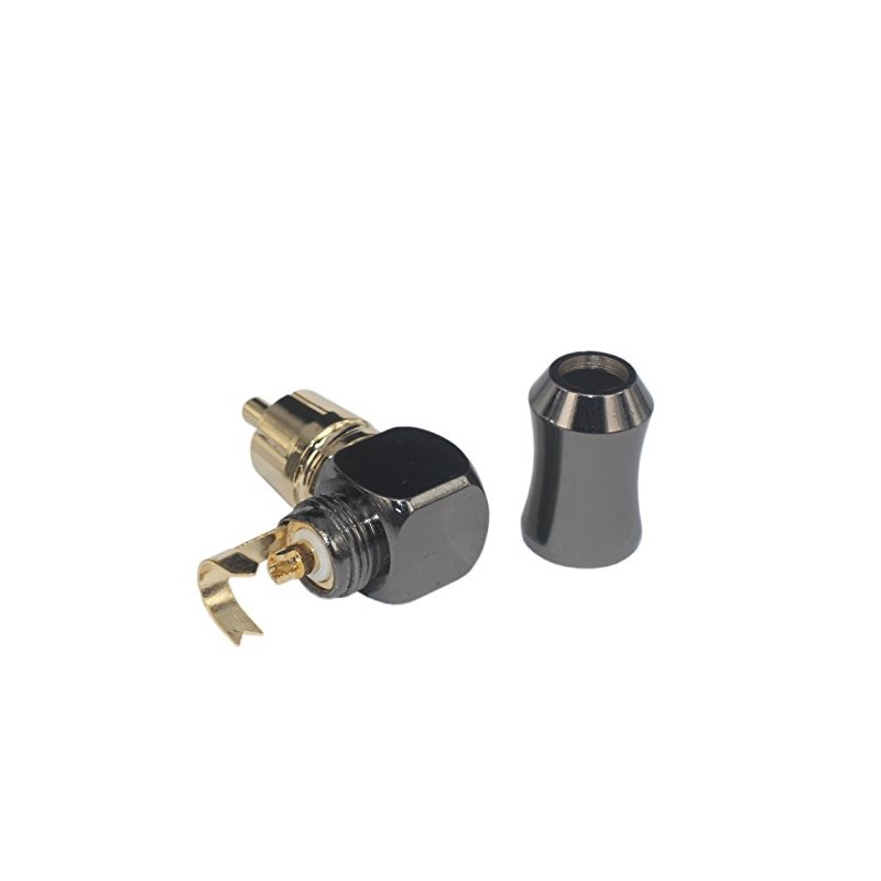 [2Pcs 90° Angle] Hi End RCA Male Plug Adapter Audio