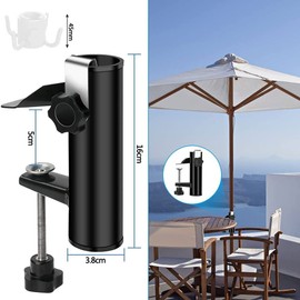 Anyingkai Parasol Holder, Balcony Railing, Adjustable, Space-saving Parasol Holder, Balcony Railing, Parasol Stand, black
