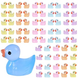 Mini Luminous Resin Ducks, Granmagazz 120 Pcs Mini Ducks, Luminous Resin Ducks, Tiny Ducks for Family Crafts Aquarium Garden Landscape Dollhouse Ornament Potted Decorations DIY (Multicolored)
